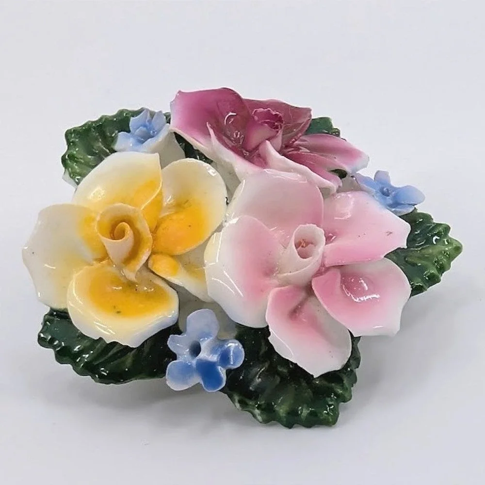 VTG Brooch Lot Floral Gold Tone Thorley Bone China Gerrys Botanical Garden Party